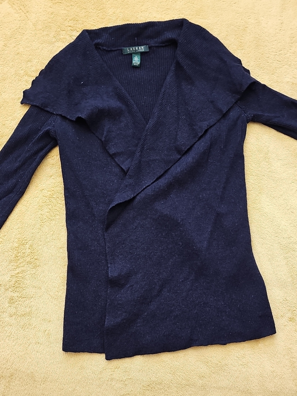Lauren Ralph Lauren Deep Navy Draped Open-Front Wool Cardigan
